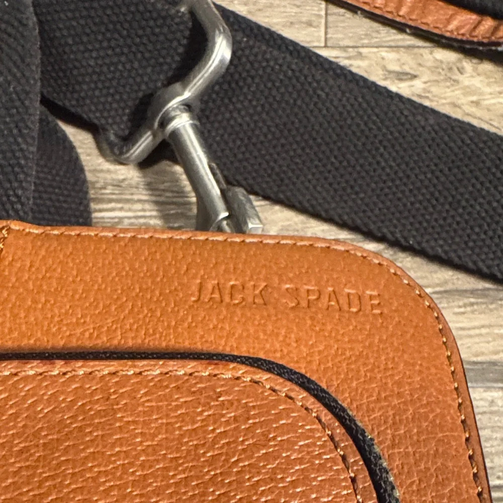 Jack Spade Cognac Brown Leather Men's Bag with Adjustable Strap